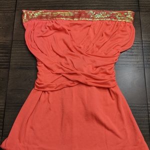 Tube top with sequin band